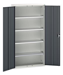verso shelf cupboard with 4 shelves. WxDxH: 1050x350x2000mm. RAL 7035/5010 or selected Bott Verso Basic Tool Cupboards Cupboard with shelves